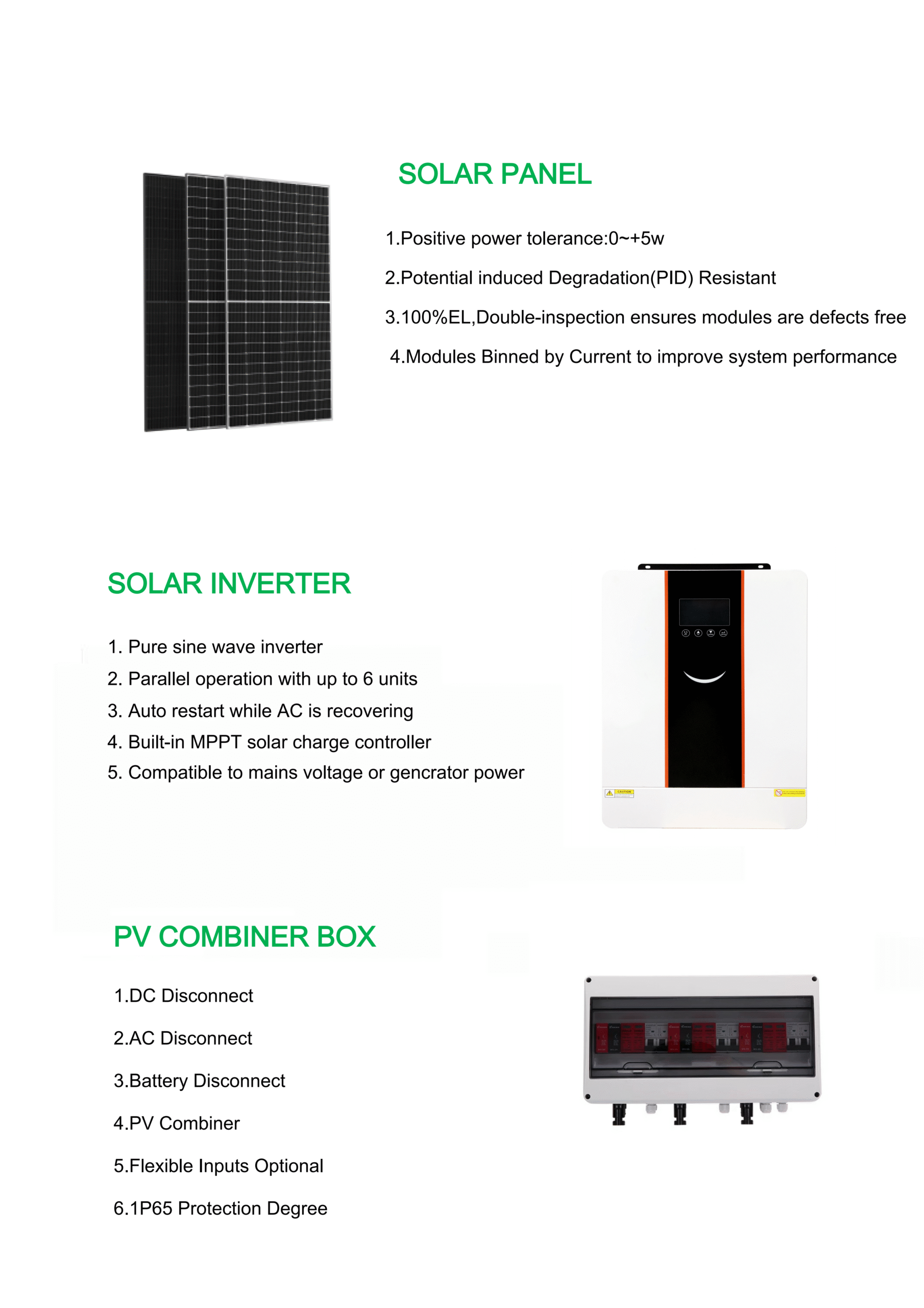 on-grid solar energy system parts